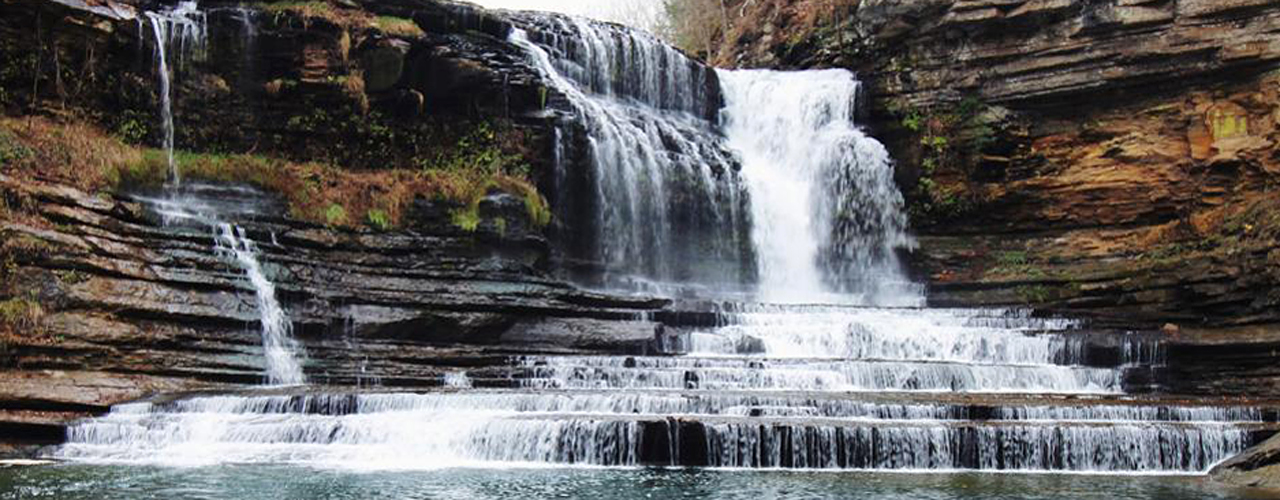Cummins Falls, located just 20 minutes northwest of Cookeville, Tennessee.